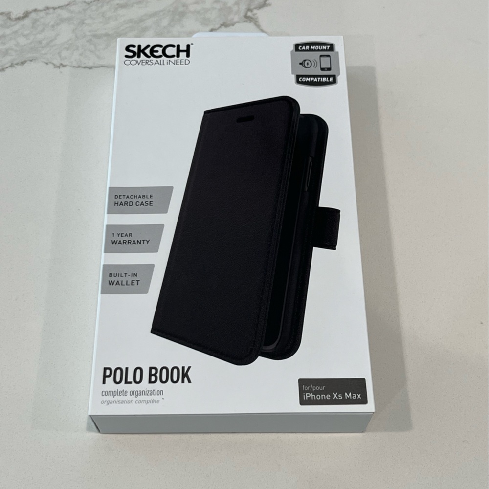 SKECH Polo Book Wallet Phone Case - Black iPhone XS Max
